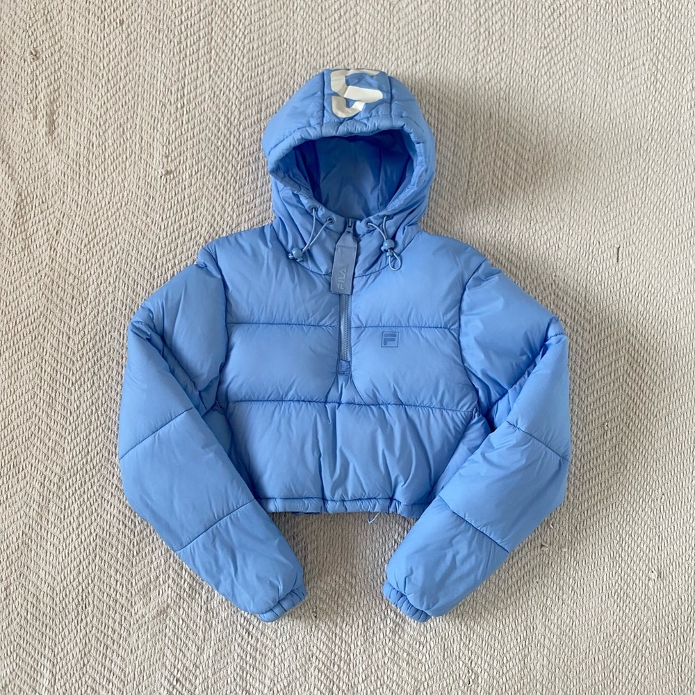 Fila UO Exclusive Blue Cropped Puffer Jacket
